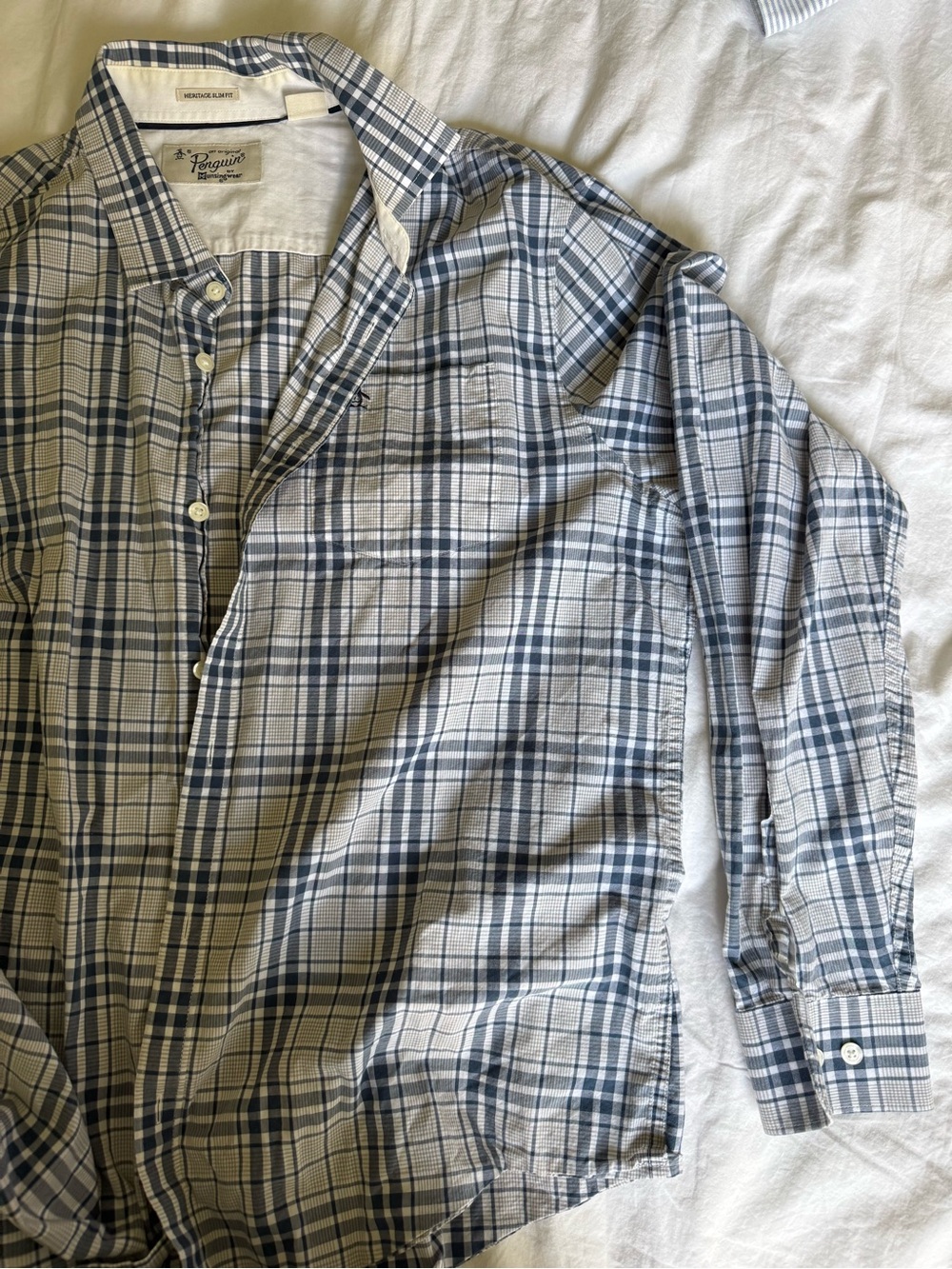 Original Penguin Blue and White Plaid Button-Down Shirt